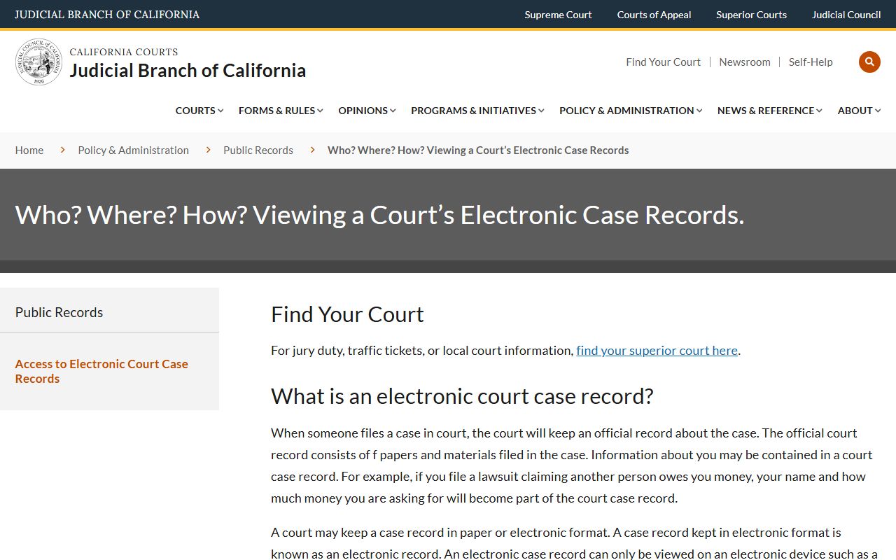 Santa Clara County court records electronic access guidance