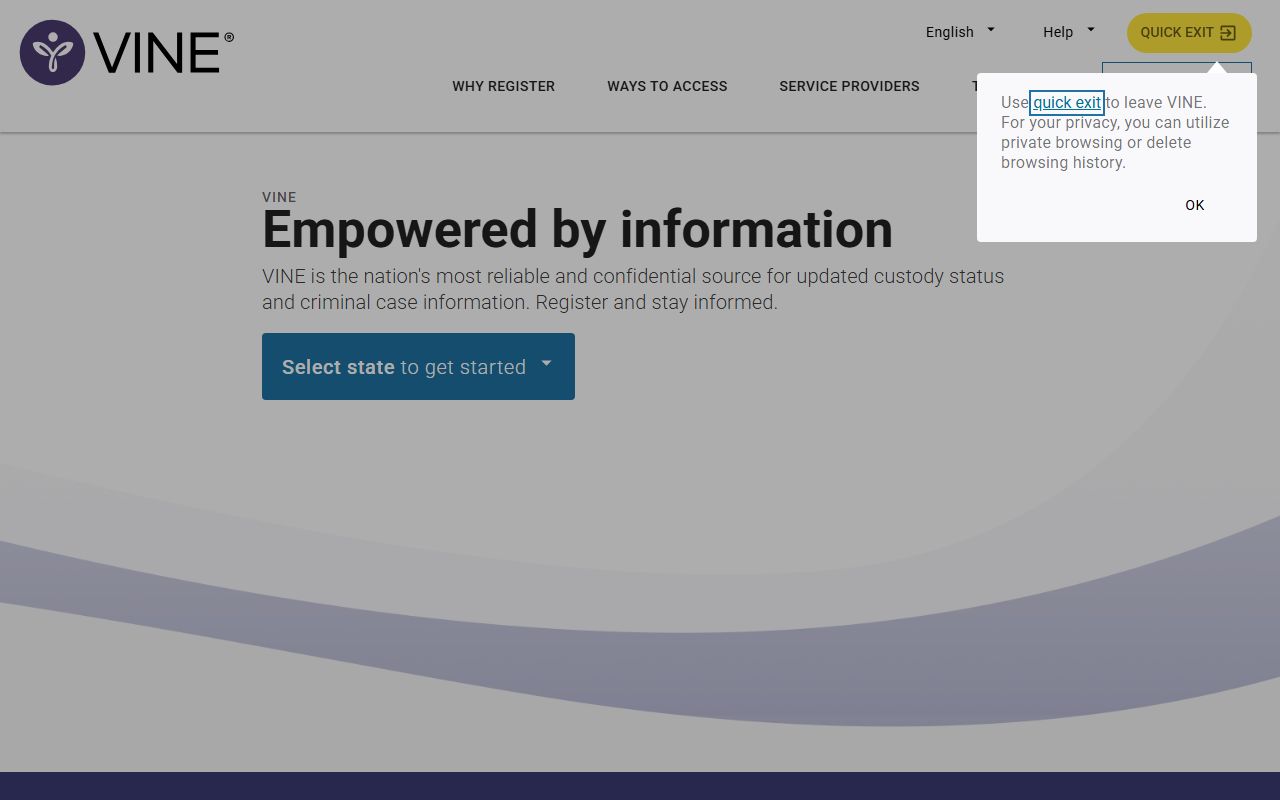 Santa Clara County released inmates VINELink notification search portal