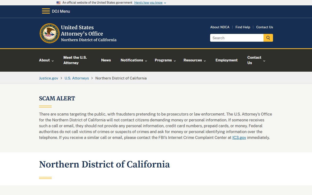 Santa Clara County U.S. Attorney Northern District of California
